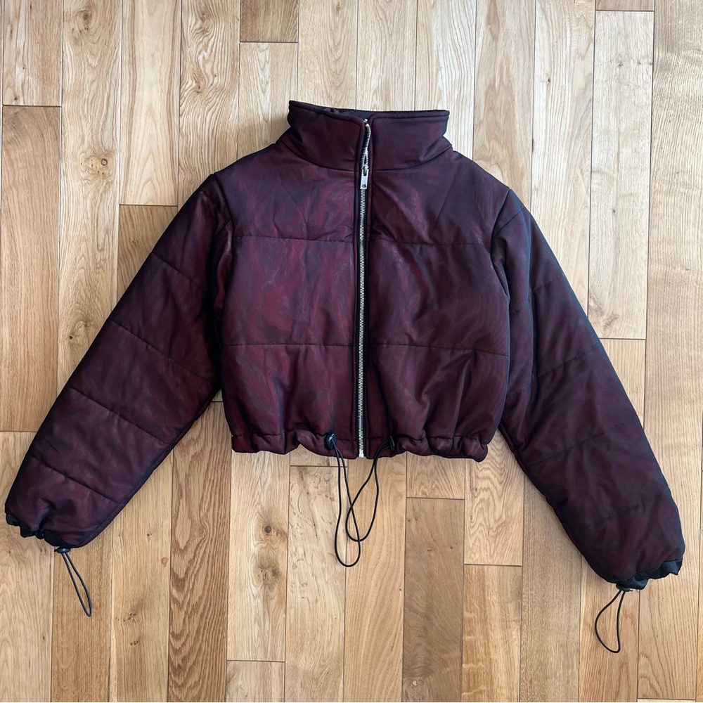 I AM GIA Road Warrior Mesh Cropped Puffer Jacket Size M Streetwear Reflective - Picture 2 of 9